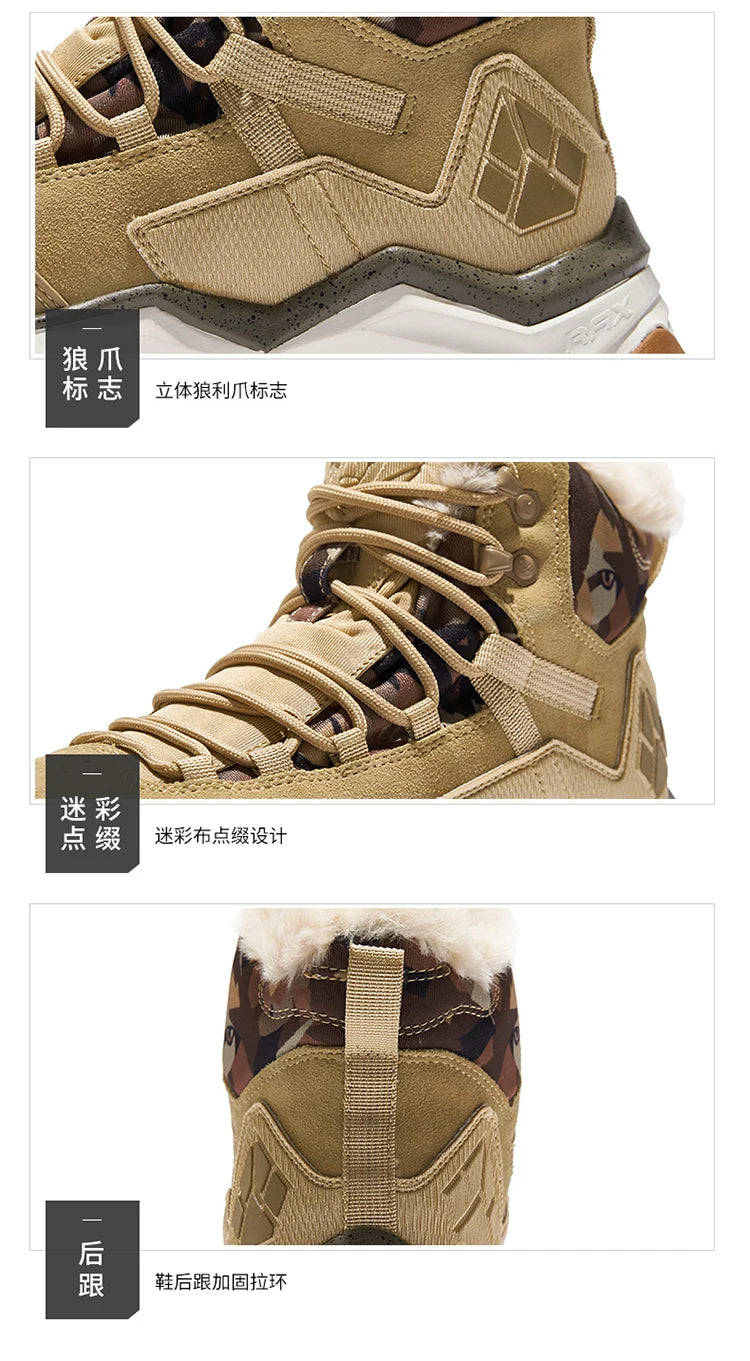 RAX Waterproof Hiking Shoes Men Winter Outdoor Sneakers for Men Snow Boots Plush Mountain Snowboots Outdoor Tourism Jogging Shoe