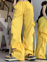 Women's High-Waisted Drawstring Straight-Leg Pants