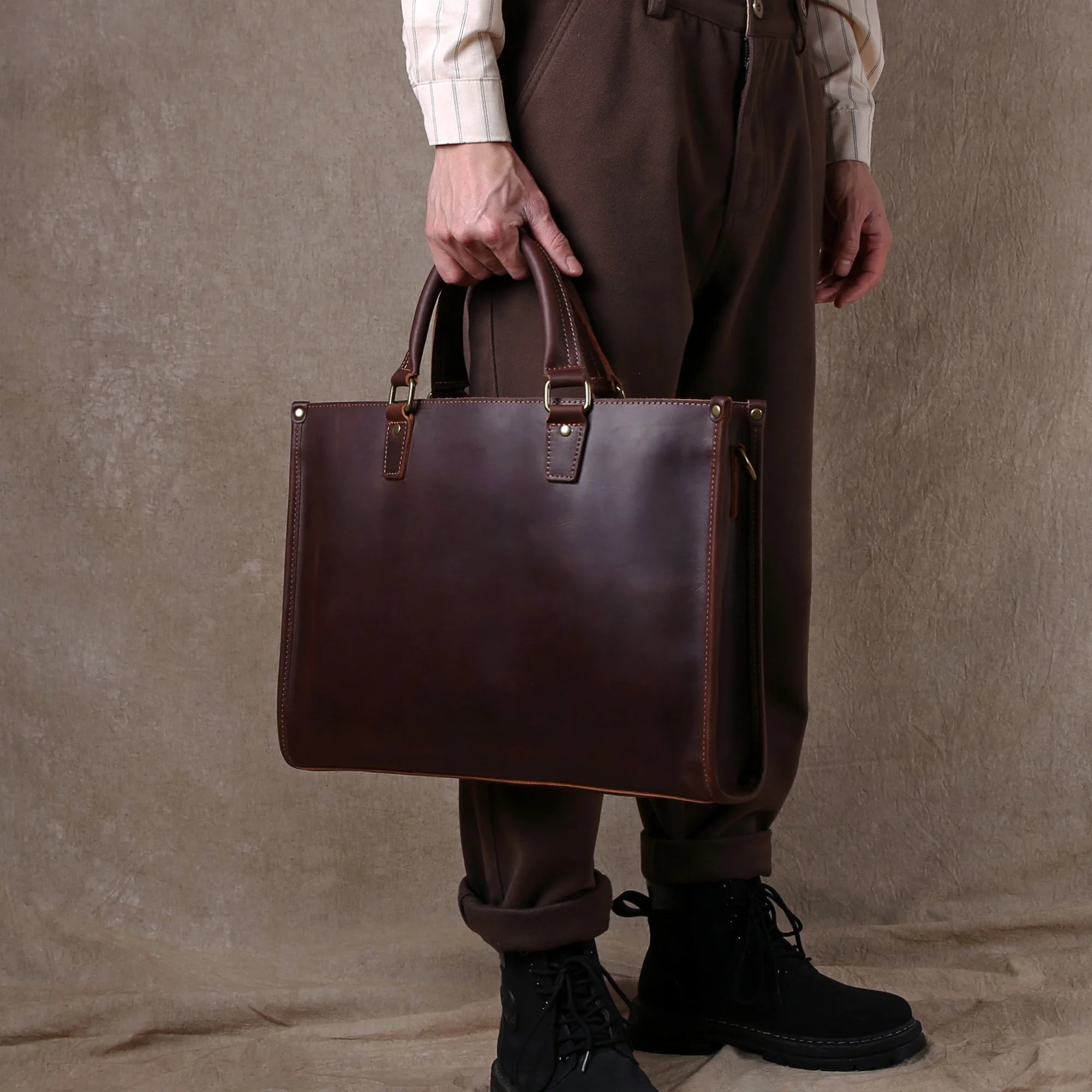 Original Ultra-Simple High Quality Men's Leather Document Baotou Layer Cowhide Computer Bag Business Trip Office Handbag