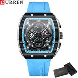 Men’s Sport Quartz Watch – Yellow Silicone Strap, Luminous Auto Date Square Dial
