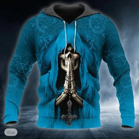 Men’s 3D Skull Print Pullover Hoodie