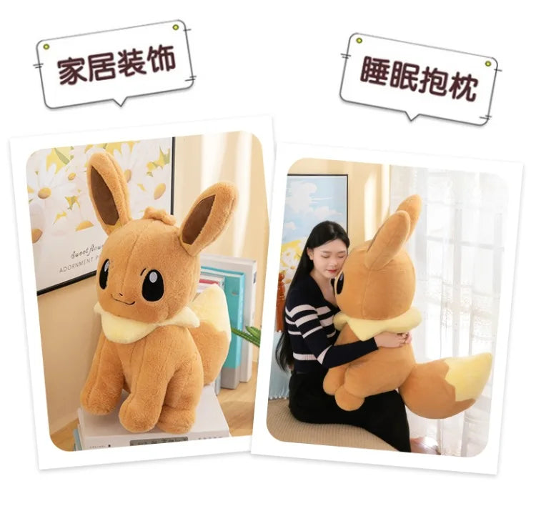 45/55/75CM Big Size Pokemon Eevee Plushies Kawaii Cartoon Anime Plush Soft Pillow Doll Stuffed Plushies Cute Room Ornament Gift