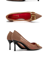 CHCH Women's High Heels 2025 Spring New Hollow Business Women's Shoes 7cm Red Evening Shoes