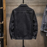 Trendy Workwear Casual Denim Jacket Thickened Fleece Lined Men's Clothing Versatile Jeans Outerwear for Youth