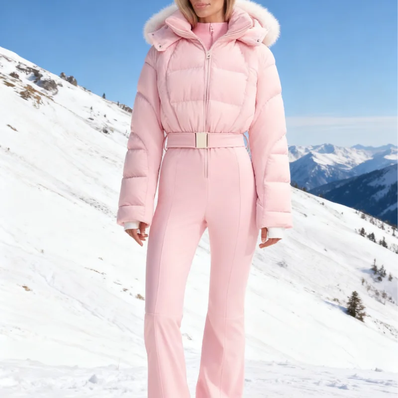 Slim-Fit Hooded Winter Ski Romper
