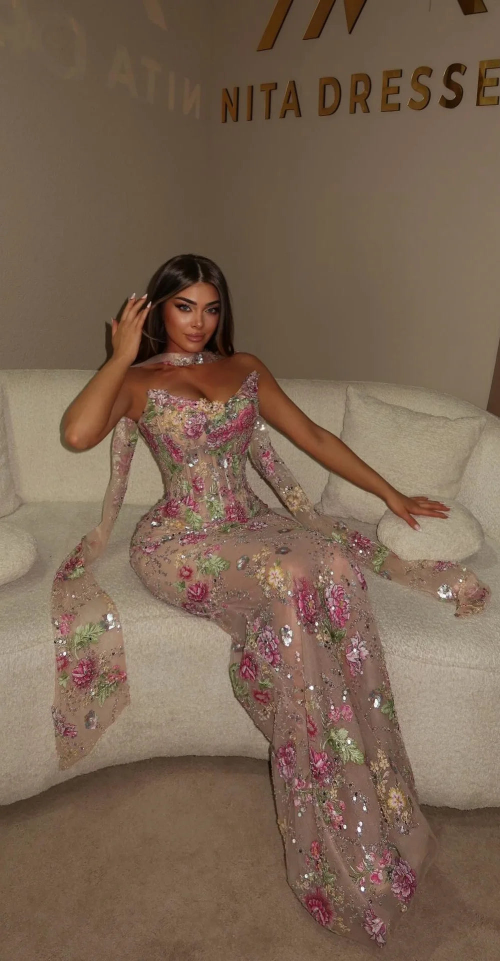 Sansa Strapless Mermaid Evening Gown | Lace & Sequin