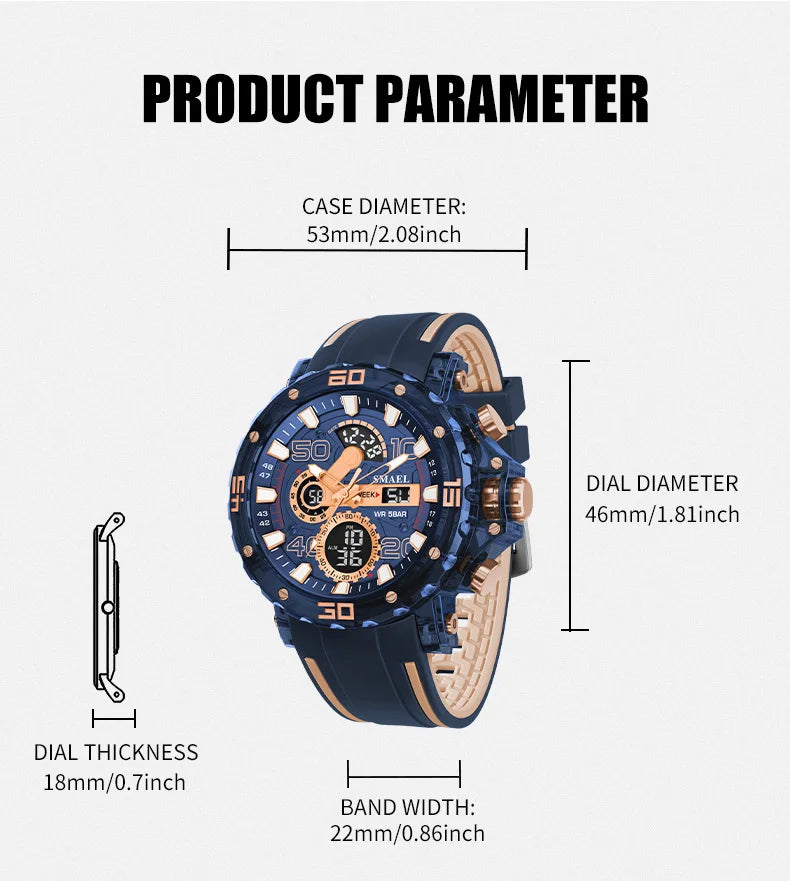SMAEL 8136 Men's Sport Watch – 50M Water Resistant