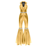 Women's 70s Disco Sequin Jumpsuit – Retro Bell-Bottom