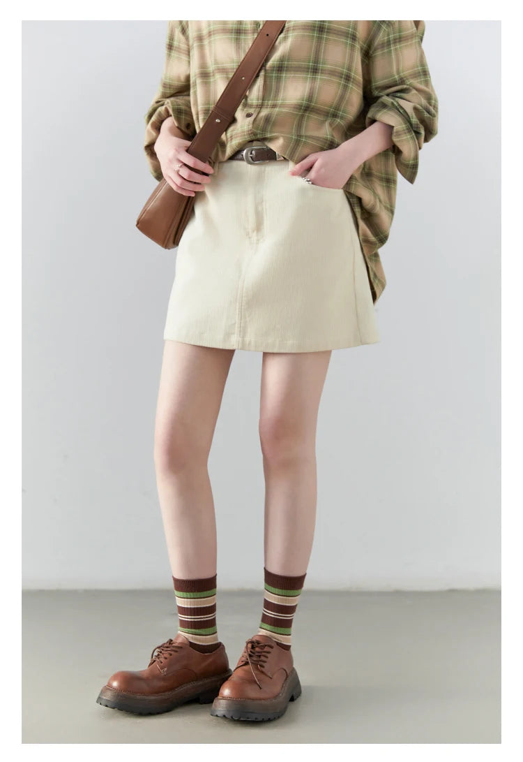 Chic Ven Women's Corduroy A-Line Mini Skirt