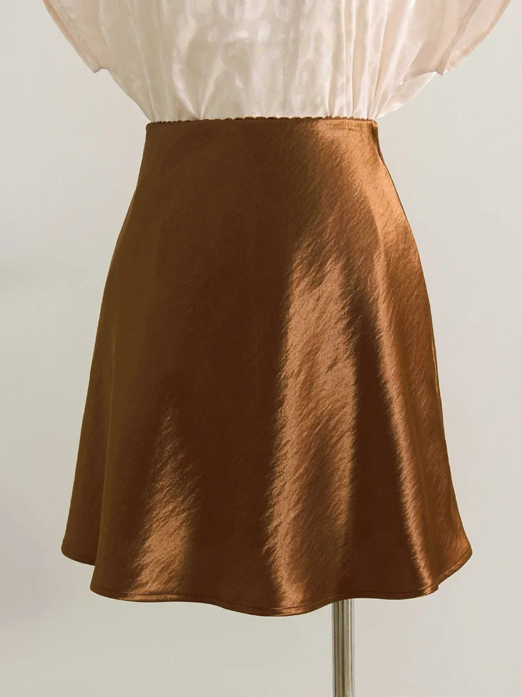 Women's Satin A-Line Mini Skirt | High Waist Office Style