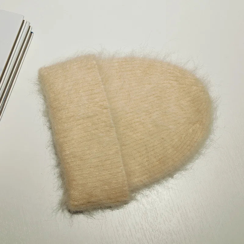 Fluffy Alpaca Wool Beanie | Women's Cozy Knit Winter Hat