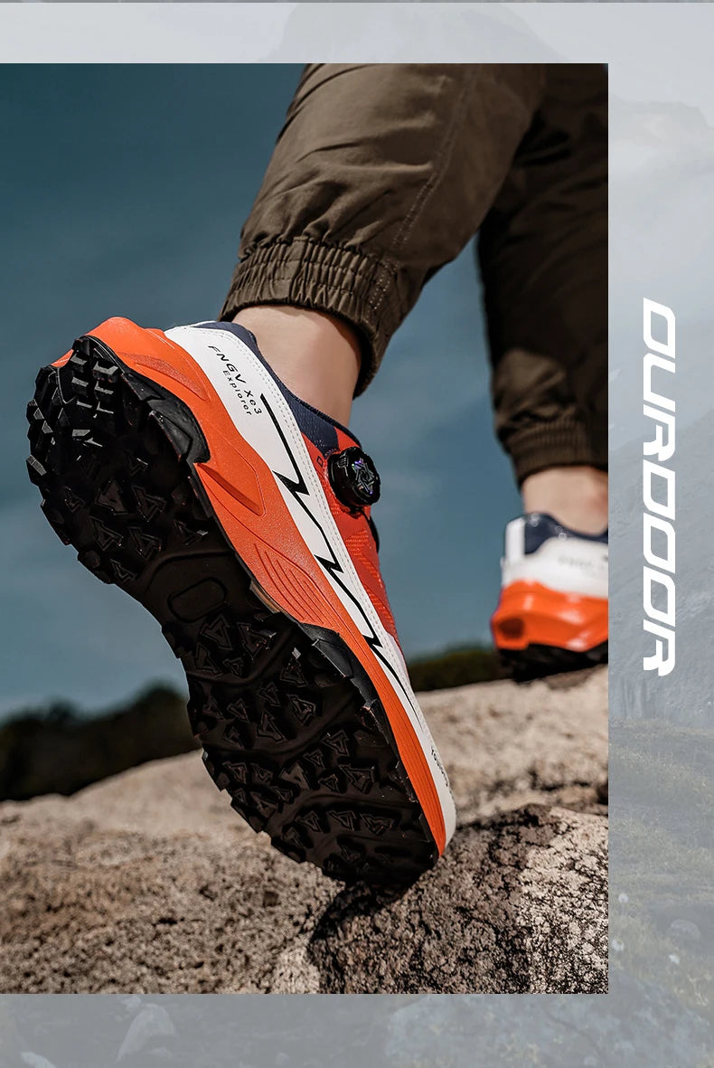 Outdoor Hiking Shoes for Men, Lightweight Travel Hiking Shoes, Breathable Mesh Sneakers, Casual Walking Shoes, Rotating Buckle Design, Non-Slip and Wear-Resistant Trail Shoes, Suitable for Mountaineering and Camping, 2026 New