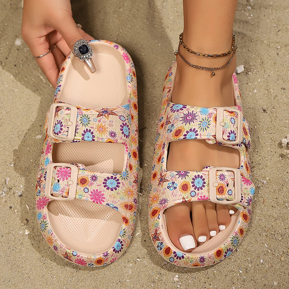 Leopard Print Cloud Slides – Soft Thick-Sole Summer Beach Sandals