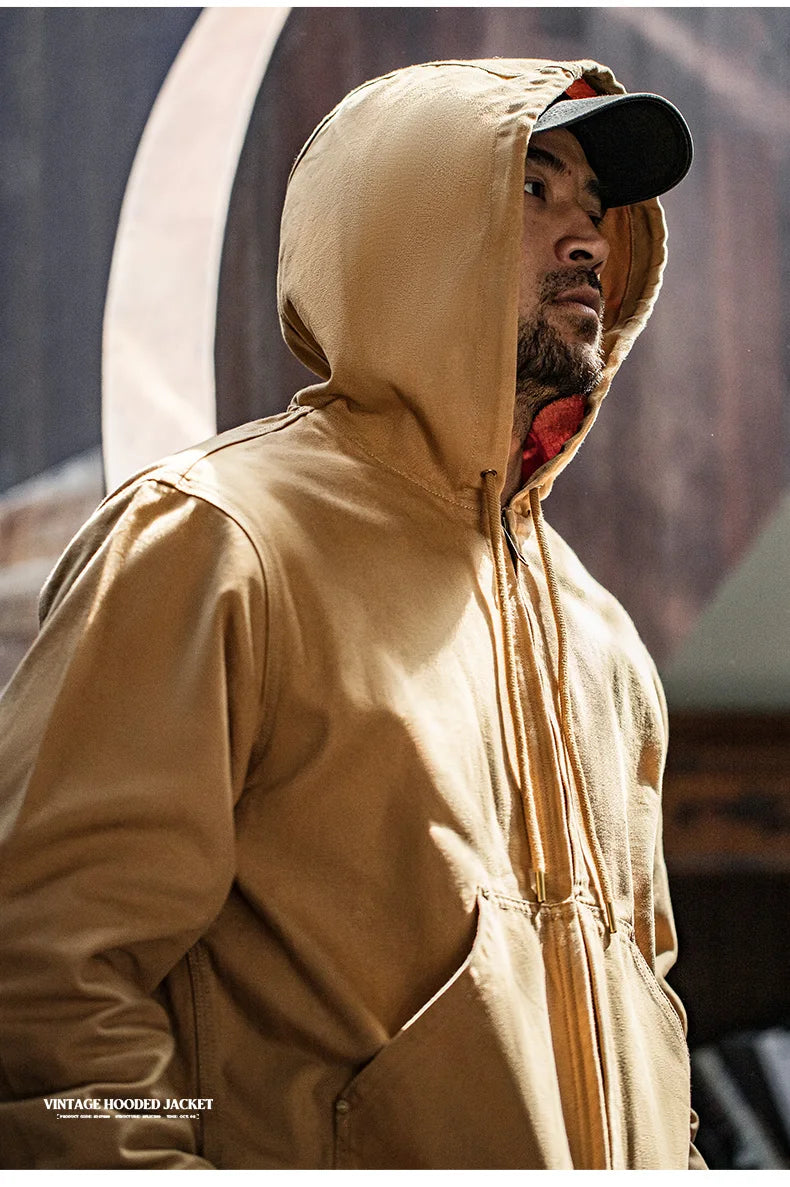 Maden J130 Heavyweight Canvas Hooded Jacket for Men
