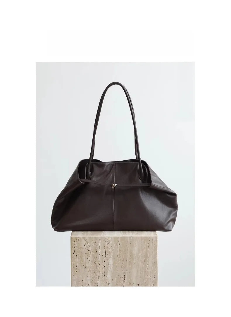 Motingsome Oversized Natural Leather Woman Bags 2025 New Fashion Handbag and Purses Large Capacity Commuter Bag Casual Tote