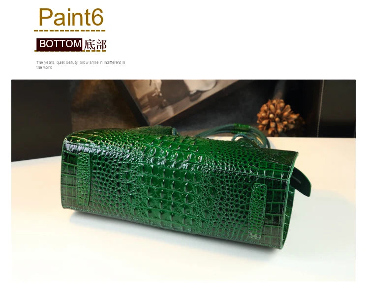 Luxury Genuine Leather Women's Bag Red Crocodile Pattern Ladies Handbags Tote Bag Fashion Travel Portable Shoulder Underarm Bags