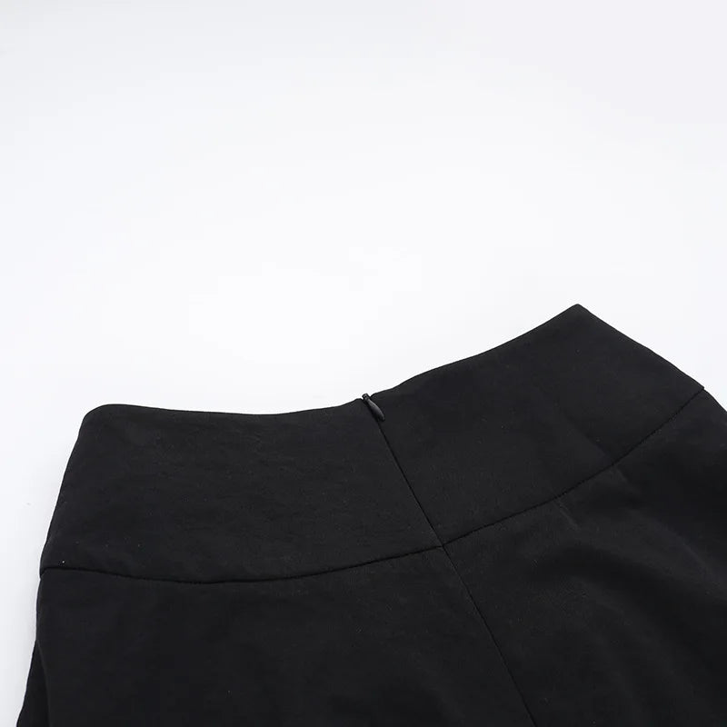 Gothic High-Waist A-Line Midi Skirt | Harajuku Grunge Y2K