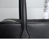 Genuine Leather Bowling Bag for Women, Top Layer Cowhide Handbag, Large Capacity Top Handle Bag, Small & Large Size