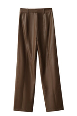 Minimalist Straight-Leg PU Leather Trousers