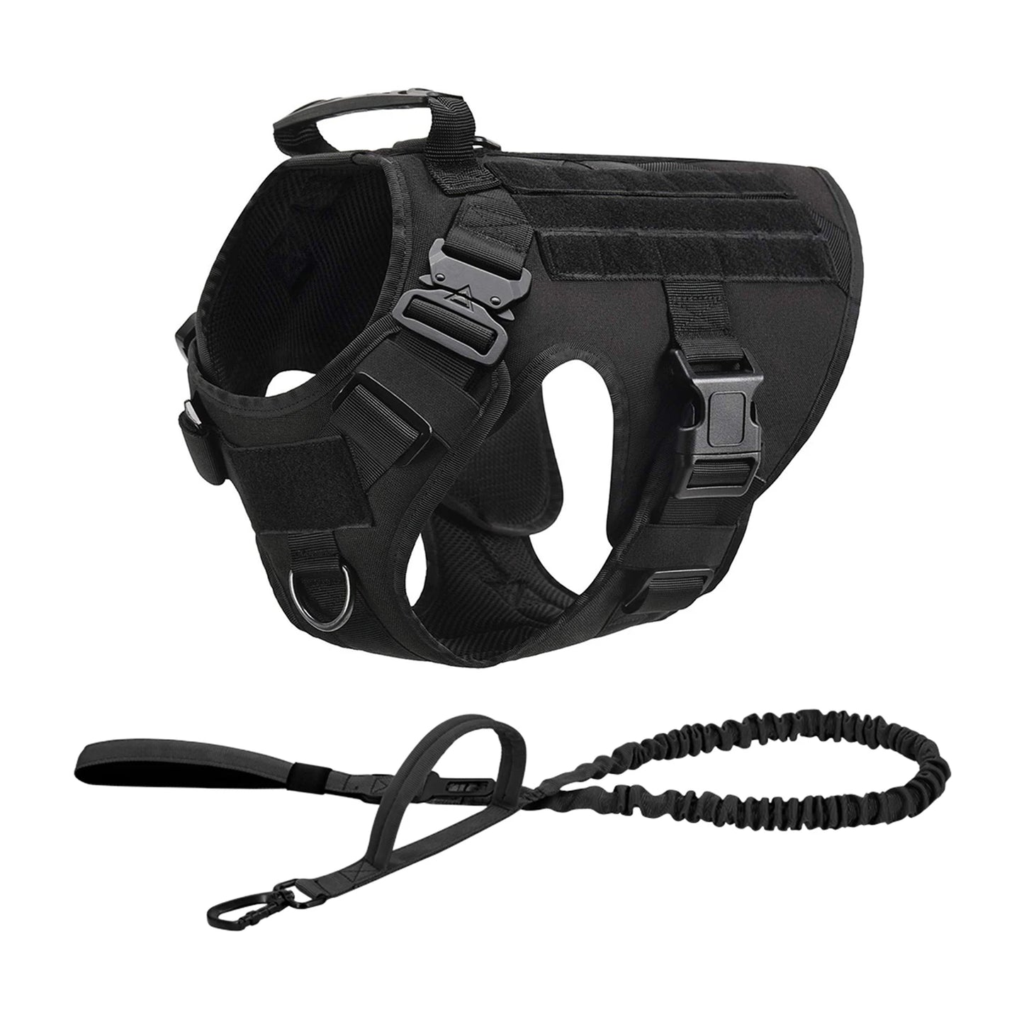 Tactical Dog Harness Set – Collar, Leash & MOLLE Pouches
