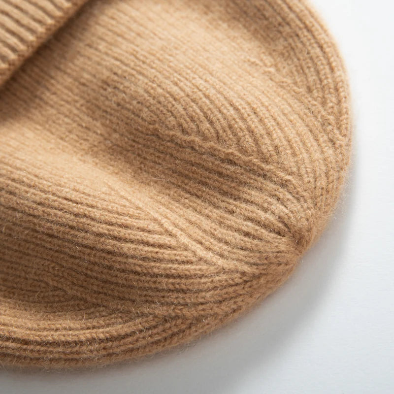 MERRILAMB 100% Cashmere Knit Beanie – Unisex Winter Hat