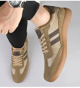 Men's Leather Sneakers with Breathable Mesh Lining