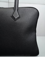 Genuine Leather Bowling Bag for Women, Top Layer Cowhide Handbag, Large Capacity Top Handle Bag, Small & Large Size