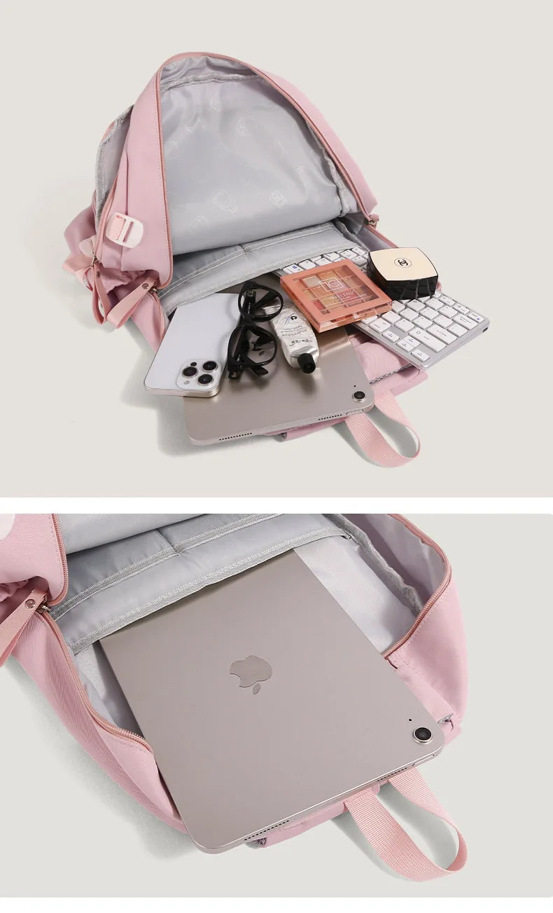 New Female High Capacity Waterproof College Backpack With Lace Pendant Trendy Women Laptop School Bags Cute Girl Travel Book Bag