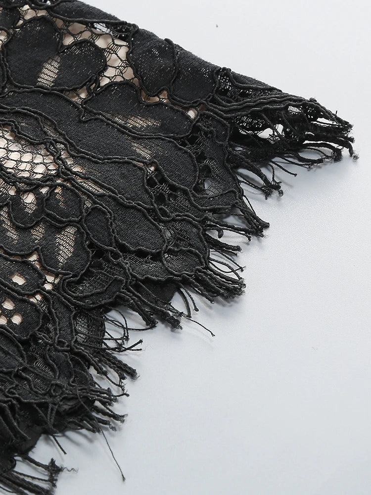 Elegant V-Neck Lace Maxi Dress