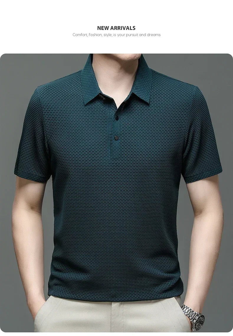 Men's Ice Silk Polo Shirt – Breathable Smart Casual Tee