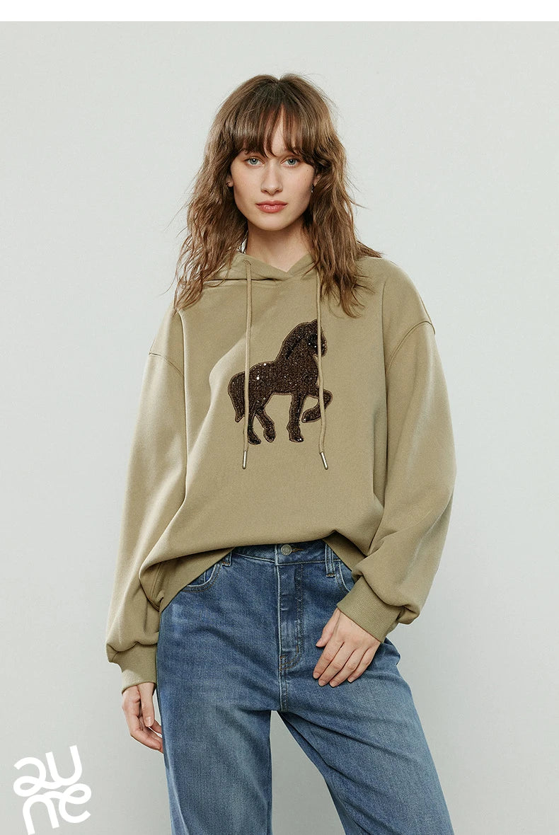 Women's Embroidered Relaxed-Fit Hoodie