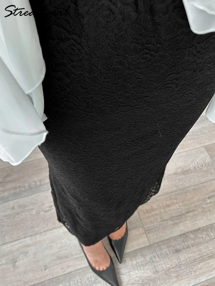 Elegant Lace Maxi Skirt – Women's Floral Pencil Skirt