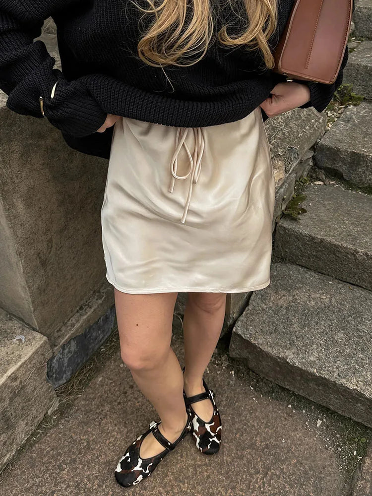 Satin Mini Skirt – Women's Elegant A-Line