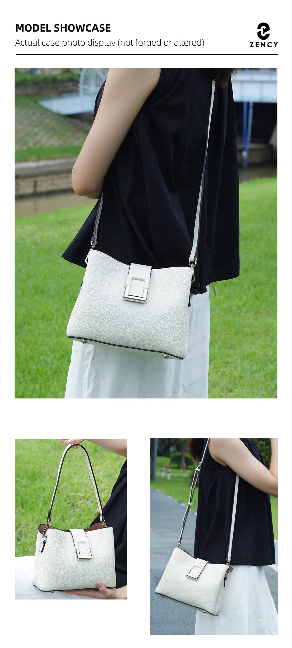 Zency Genuine Leather Bucket Shoulder Bag for Women