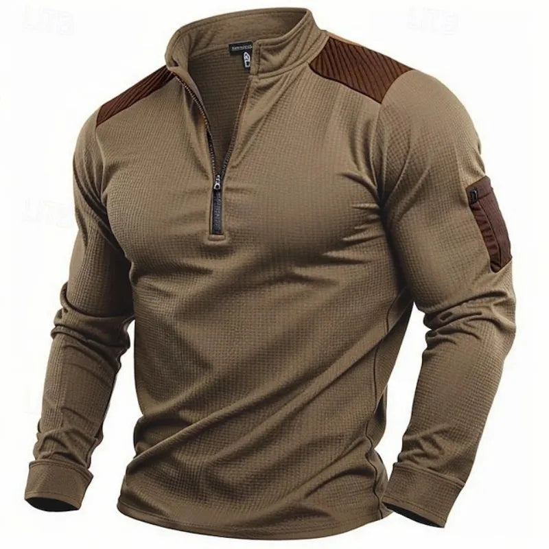 Men’s Stand-Collar Cotton-Blend Pullover