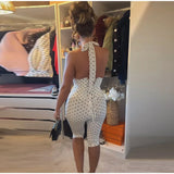 Fashion Polka Dot Two-pieces 7-inch Pants Sets Women's Slim Halter Waist-cinching Tops Hip-wrap Pant 2026 New Ladies Solid Suit
