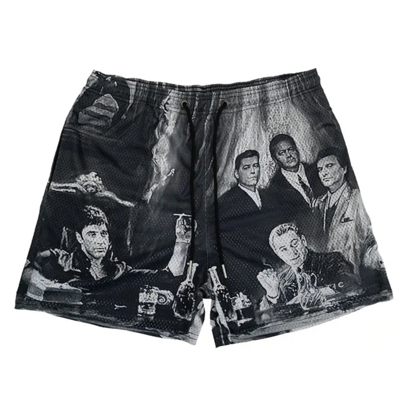 Rose Embroidered Hip Hop Shorts