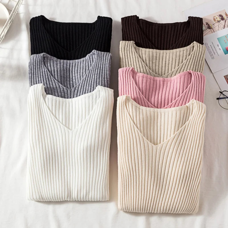 Women's V-Neck Knit Pullover Sweater