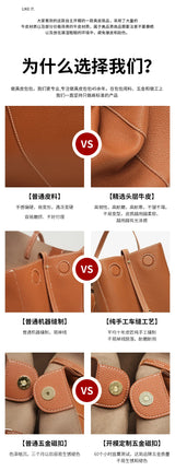2025 leather shoulder bag versatile niche handbag, top layer cowhide commuting high-end feeling, large capacity tote bag for wom