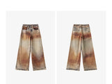 TOYOUTH Women Jeans 2026 Spring New Wilderness Wasteland Style Mid Low Waist Loose Printed Wide Leg Pants