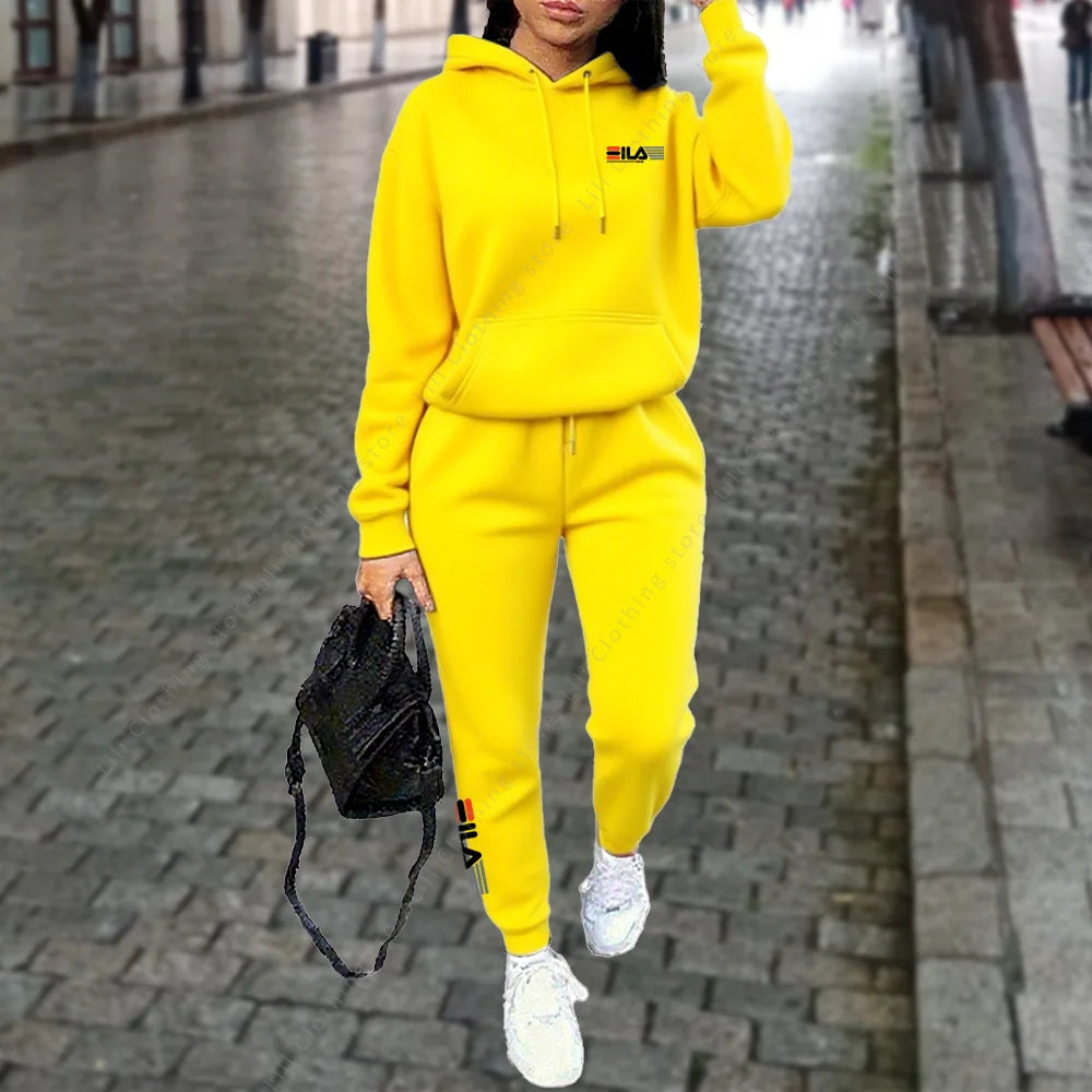 Women's Tracksuit Hoodies Trousers 2PCS Suit Winter Sports Jogging Outfits Fashion Street Designer Clothes for Women Pants Set