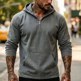 Spring/Autumn Men's Hoodie Denim Streetstyle Zip-Up | Short-Sleeved Sweatshirt | New Casual & Versatile Casualwear Top for Man