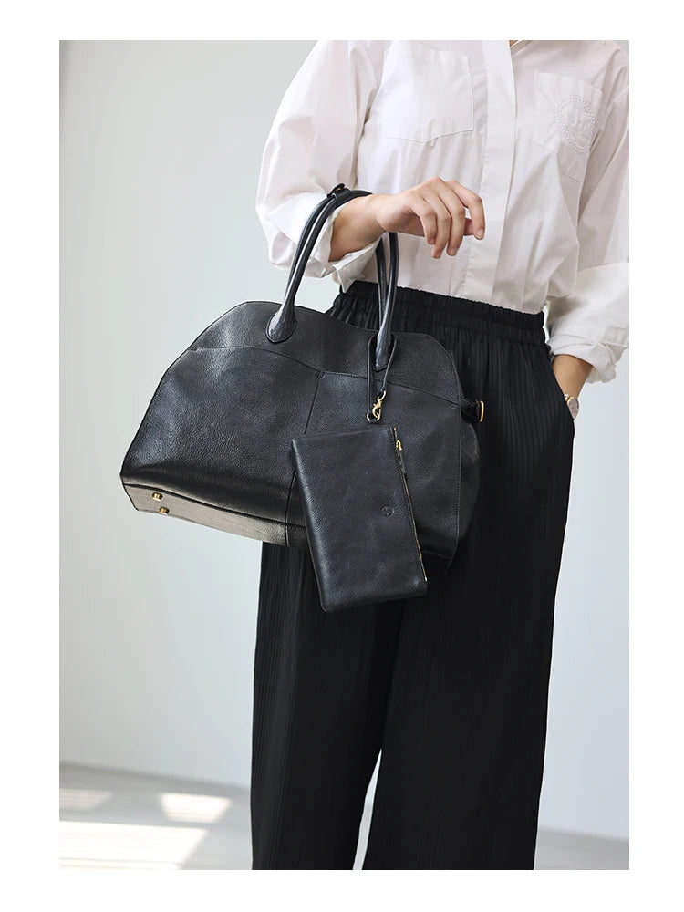 Women's Vegetable-Tanned Cowhide Leather Tote Bag