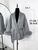 Fox Fur Trim Wool Overcoat