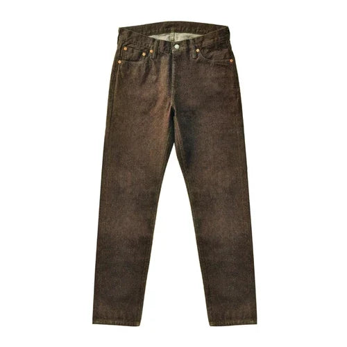 SauceZhan Brown Selvedge Denim Tapered Jeans – 13.8 oz