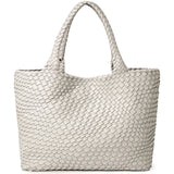Woven Tote Bag Womens Purse Vegan Leather Shoulder Handbags - Fashion Summer Beach Tote Bags - Large Travel Totes