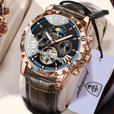 POEDAGAR Luxury Men Watch Luminous Waterproof Hollow Tourbillon Male Clock Week Date Business Automatic Mechanical Men's Watches