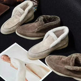 Premium -Made Leather Ankle Snow Boots – 100% Wool Lined Winter Loafers