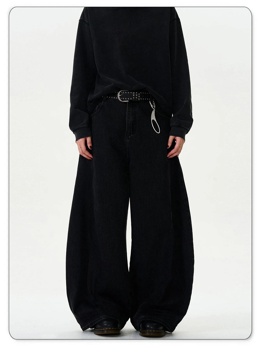 Men's Baggy Wide-Leg Curved Denim Jeans