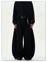 Men's Baggy Wide-Leg Curved Denim Jeans